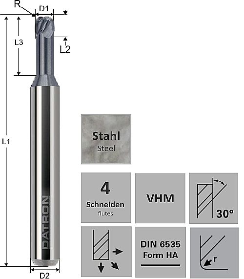 Radiefräs, 4-skärig med coating